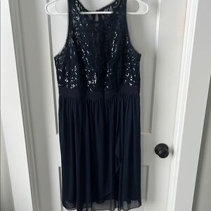 Adrianna Papell Black Sleeveless Halter Midi Dress